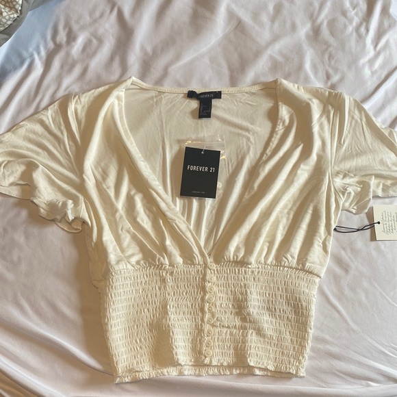 Forever 21 Cream Ruched Blouse - Picture 1 of 2